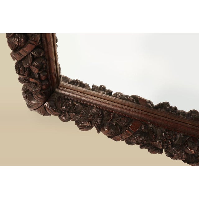 Large Baroque Hand Carved Oak Mirror, France, 1800s For Sale - Image 4 of 11