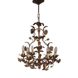 Venetian 6-Light Chandelier in Brass-Colored Metal, 1950s For Sale
