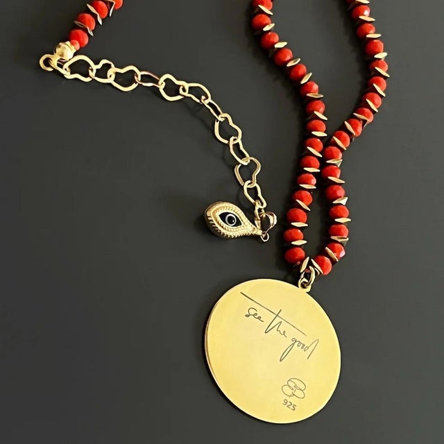 Spiritual Journey Red & Gold Beaded Choker Necklace is the perfect handmade piece to wear if you want to invite a lifetime...