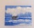 A sailboat making its way across the ocean with the rain in the background, signed and ready to frame. Nancy Smith studied...