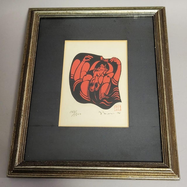 1970s Japanese Avant-Garde Erotic Woodblock Print, Signed, Dated 1974 For Sale - Image 5 of 5