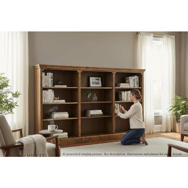 Very Large Vintage 20th Century Oak Adjustable Open Bookcase / Display Shelves – Fine Quality Full of authentic charm and...