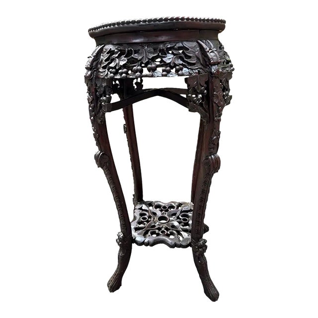 Chinoiserie Stately Rosewood Plant Stand For Sale