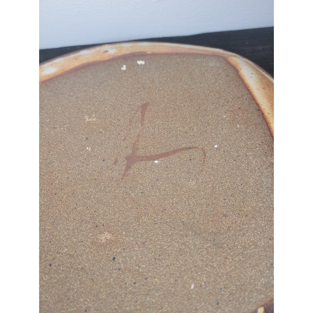 Oxblood Red Late 20th Century Large Studio Art Pottery Platter With Oxblood Floral Motif For Sale - Image 8 of 12