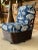 1990s Vintage Braxton Culler Stacked Rattan Swivel Lounge Slipper Chair in Thibaut Fabric For Sale - Image 5 of 13
