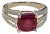 3 Carat Cushion Treated Ruby and 1 Carat Diamond 14 Karat White Gold Ring For Sale