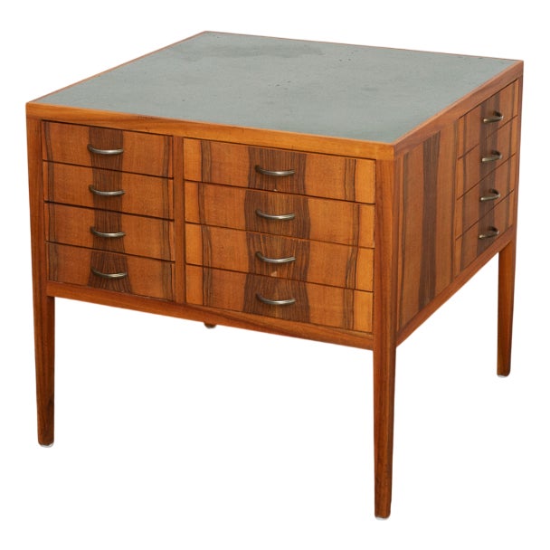 Art Nouveau Tigerwood Linoleum Chest of Drawers, 1940s For Sale