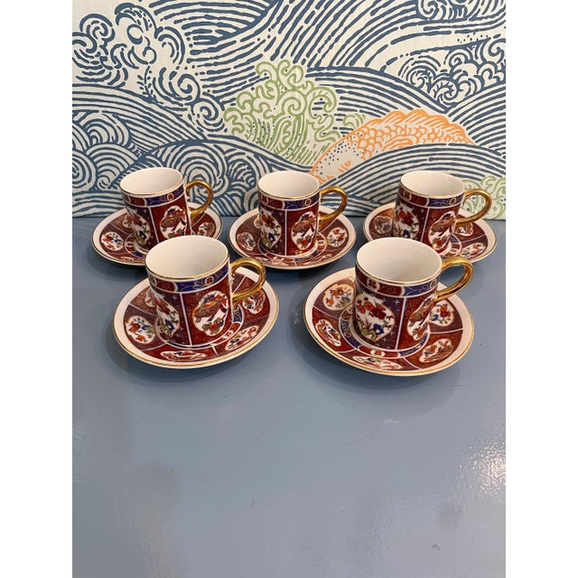 Red Vintage Pearl China Imari Boxed Tea Set - 10 Pieces For Sale - Image 8 of 8