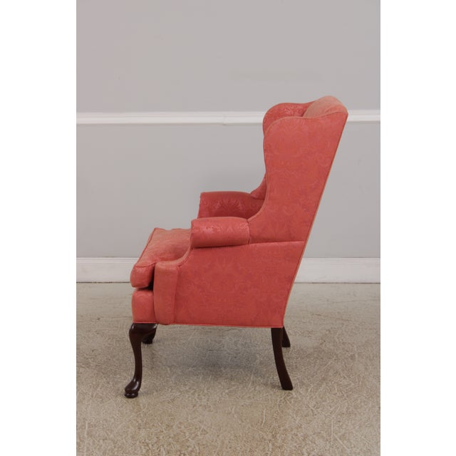 Hancock & Moore Hancock & Moore Damask Upholstered Wing Chair For Sale - Image 4 of 14