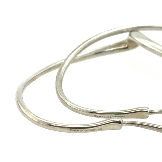 2020s Tiffany & Co. Sterling Silver Elsa Peretti Open Heart Earrings 9.36g, Pair For Sale - Image 5 of 6