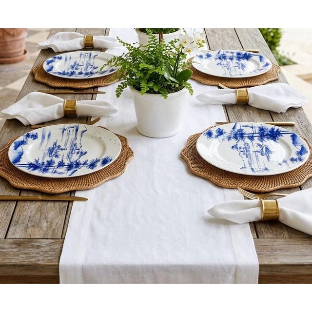 Vintage Laboratorio Paravicini Milano Hand-Painted Blue & White Landscape Plates - Set of 4 For Sale - Image 9 of 10