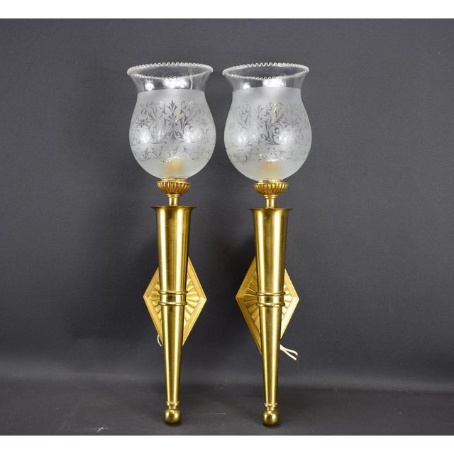 Mid-Century French Bronze Torch Wall Sconces, 1950s, Set of 2 For Sale - Image 4 of 10