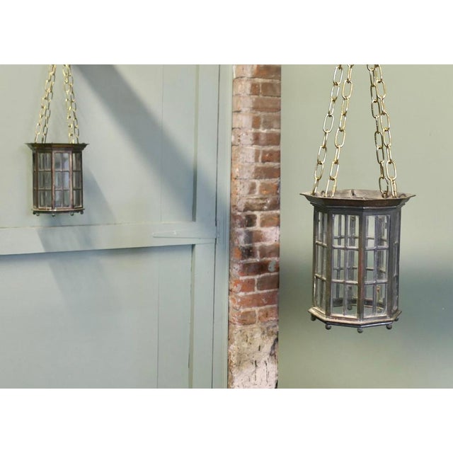 A Pair of 19th century Bronze Lantern Ceiling Light Shades This is a very rare pair, the shades originally came from oil...