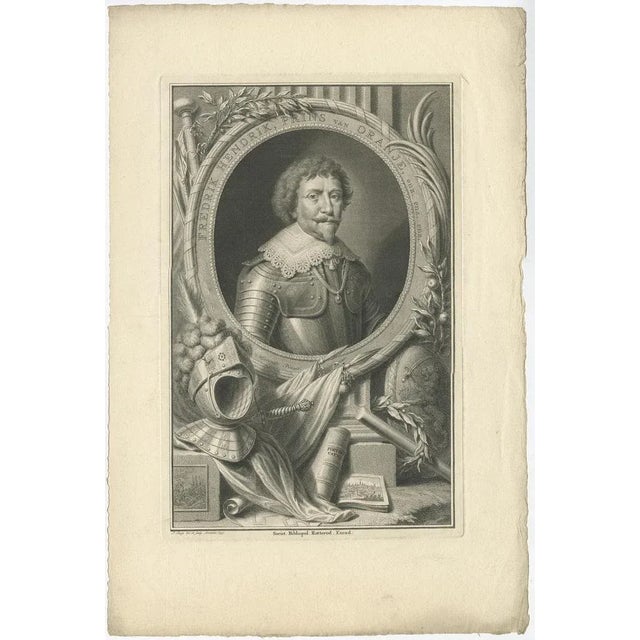 Antique portrait titled 'Frederik Hendrik, Prins van Oranje enz. enz. enz'. Portrait of Frederick Henry, or Frederik...