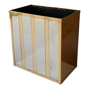 Paul Evans Cityscape Brass & Chrome Cube Waste Basket