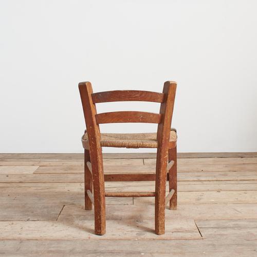 Vintage French Wooden Rush Seated Children's Chair For Sale - Image 4 of 6