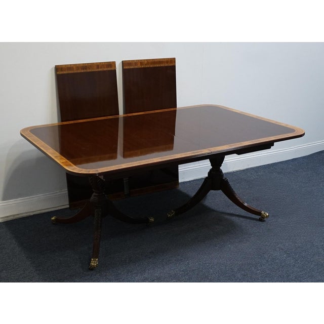Sutton Furniture Banded Mahogany Traditional Duncan Phyfe Style 112" Double Pedestal Dining Table For Sale - Image 11 of 12