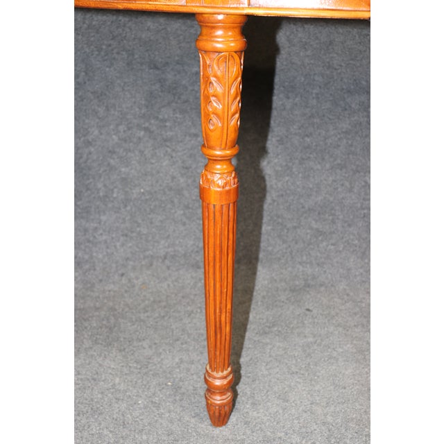 Adams Style Satinwood Demilune Console Table Maitland Smith Quality For Sale - Image 11 of 11
