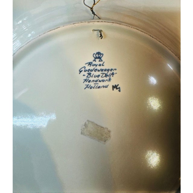 Blue 1950s Royal Delft Hand Painted Platter For Sale - Image 8 of 8