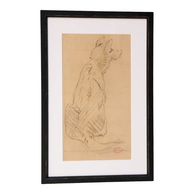 20th Century French Charcoal Best Friend Drawing For Sale
