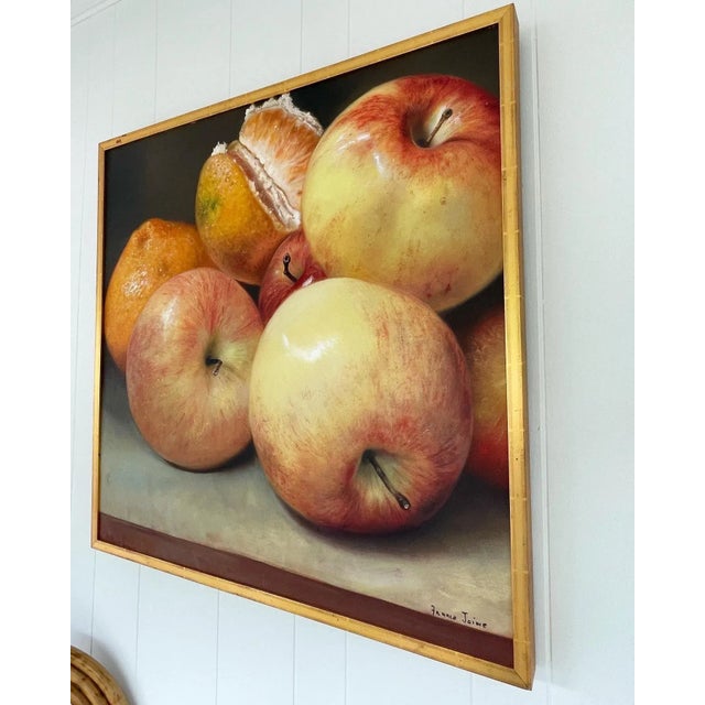 Large Ruben Franco Jaime Still Life Painting of Apples and Oranges For Sale - Image 9 of 11