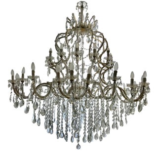 Mid-Century Italian Lead Crystal Chandelier, 1950s For Sale