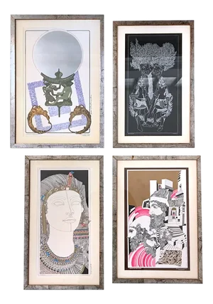 Antonio Tramontana, Compositions, Serigraphs, 1980s, Framed, Set of 4