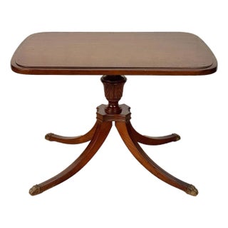 Vintage Georgian Mahogany Rectangular Pedestal Cocktail Side Table For Sale