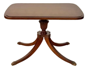 Vintage Georgian Mahogany Rectangular Pedestal Cocktail Side Table