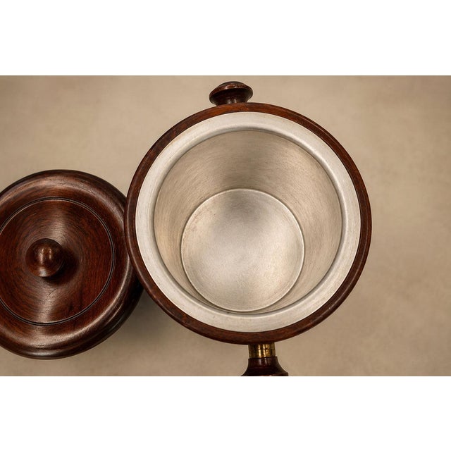 Brown 1960s Brazilian Modern Rosewood Ice Bucket with Sculptural Turned Handles For Sale - Image 8 of 18