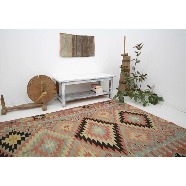Vintage Turkish Denizli Kilim Rug For Sale In Los Angeles - Image 6 of 7