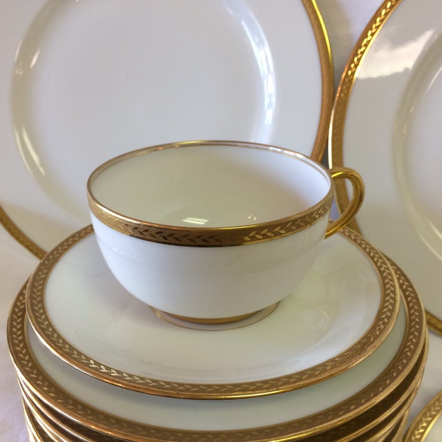 Limoges France Vignaud White With Gold China 23 Piece Chairish