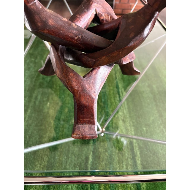 Vintage Hand-Carved Wood Interlocking Figures Sculpture For Sale In Seattle - Image 6 of 13