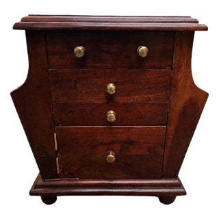 Vintage Mahogany Sewing & Needlework Cabinet with Drawers and Side Compartments For Sale