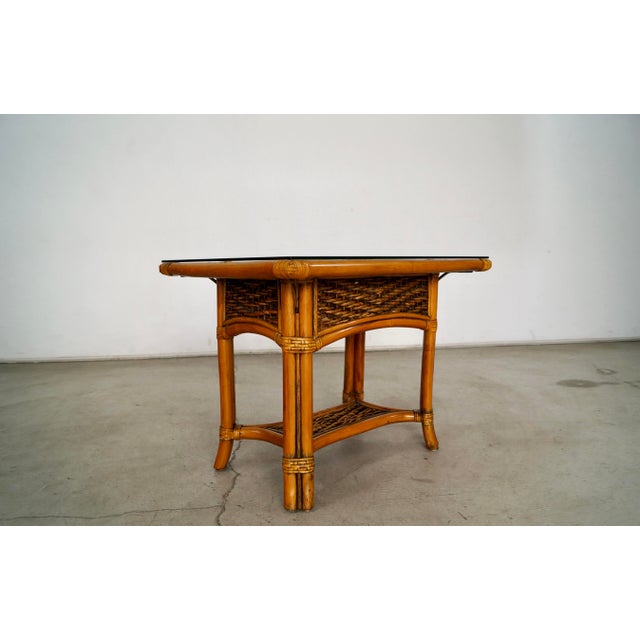 1980s 1980’s Boho Chic Rattan & Glass End Table For Sale - Image 5 of 12