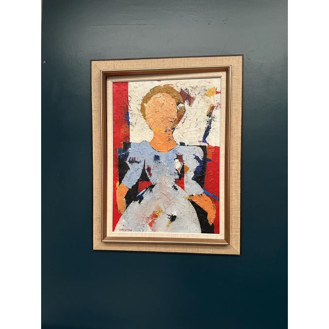 Hans Osswald, Girl in Light Blue Dress, 1950s, Oil Painting on Canvas, Framed For Sale - Image 18 of 18