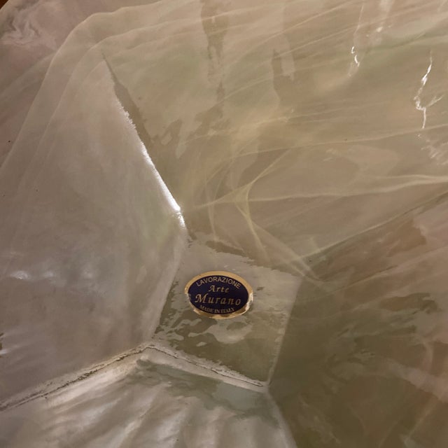 Green Vintage Lavorazione Murano Art Glass Handblown Free Form Bowl For Sale - Image 8 of 9