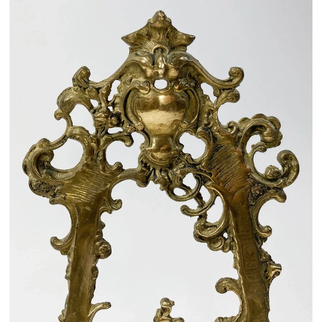 Metal Substantial Antique Brass Victorian Style Table Easel For Sale - Image 7 of 9