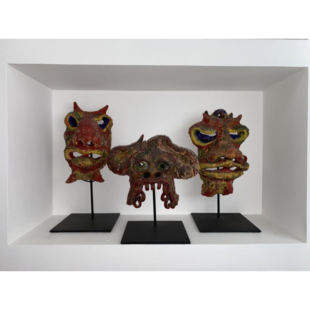 Black Art Brut Terracota Sculptures by Angelo Méani, Set of 3 For Sale - Image 8 of 9