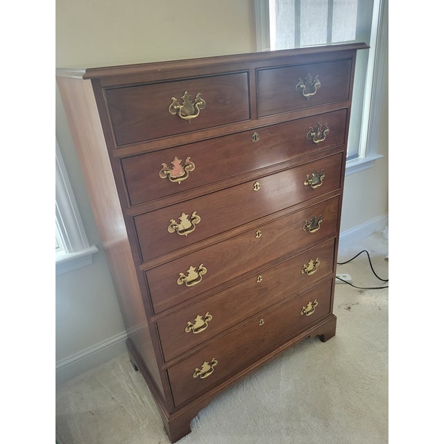 This L & JG Stickley tall chest has seven drawer and measures 53"h x 37" w x 21" d. Vintage Stickley tall chest in very...