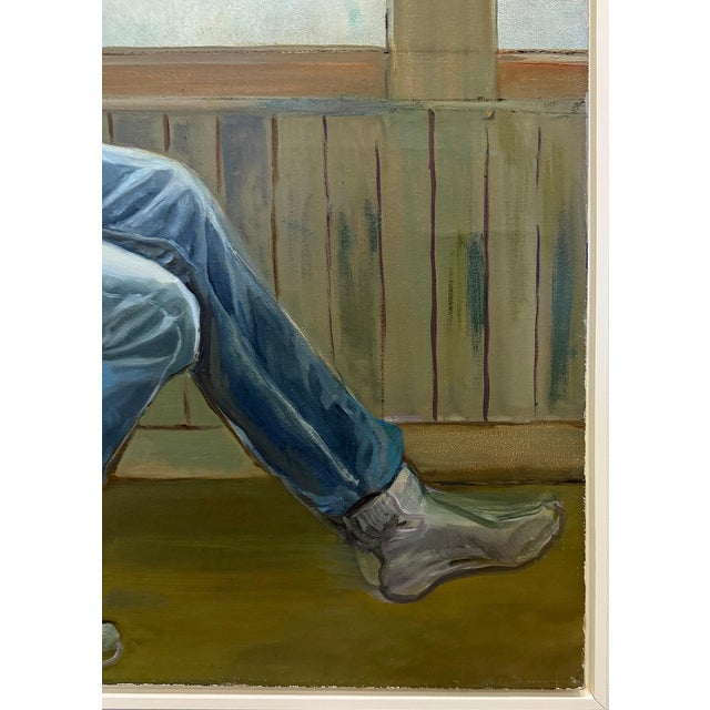 Vintage Painting of a Man on Canvas by Carol Dan For Sale In Miami - Image 6 of 7