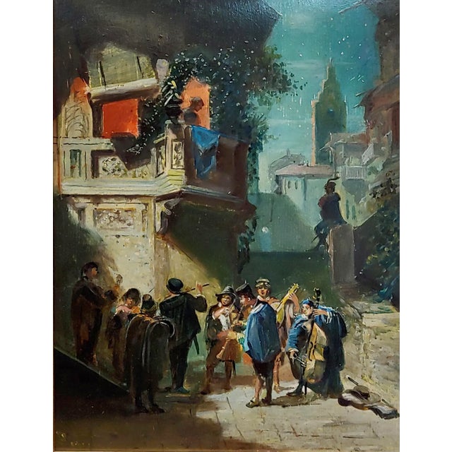 Impressionist Ludvig Vollmar -19th Century Balcony Serenade Scene - Oil Painting For Sale - Image 3 of 12