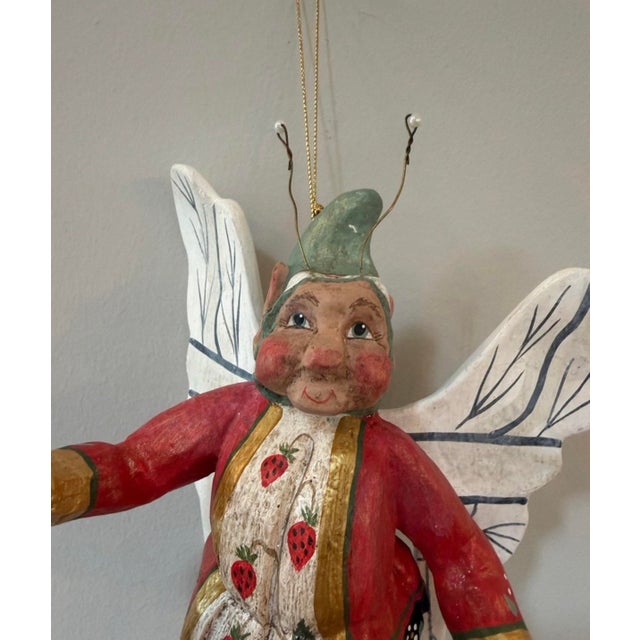 Vintage 1989 House of Hatten Strawberry Fairy Pixie Ornament by Denice Calla For Sale - Image 4 of 8