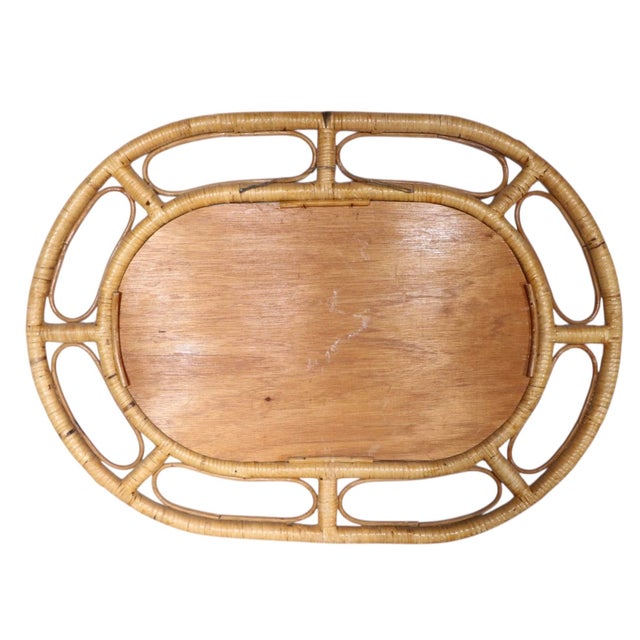 Vintage Bamboo Frame Oval Wall Mirror C. 1950/70's For Sale In New York - Image 6 of 10