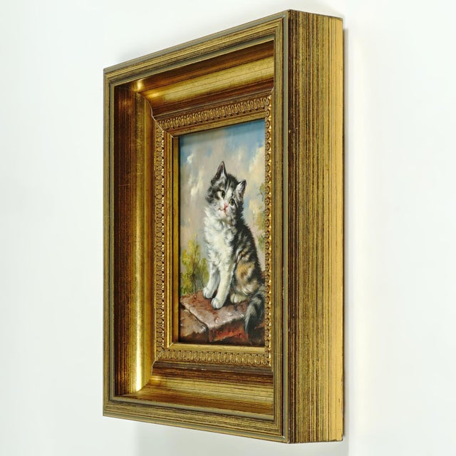 Portrait of a Kitten, Oil Painting by German Artist Inge Gruber-Böhm For Sale - Image 6 of 7