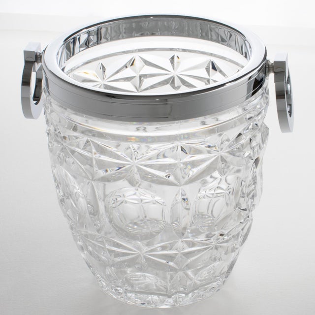 Silver Art Deco Chrome and Crystal Champagne Ice Bucket by Alois Straszak for Le Crabe For Sale - Image 8 of 14