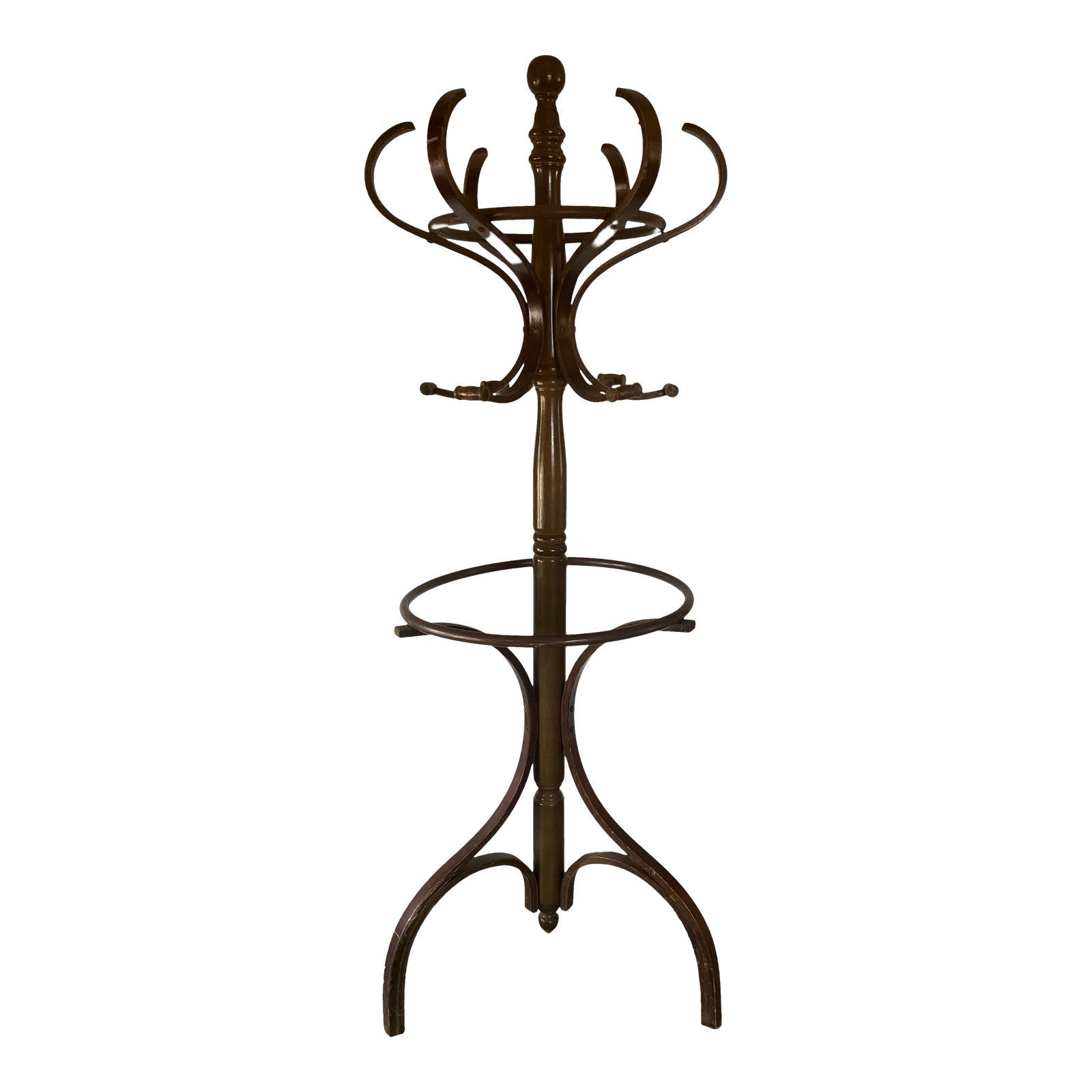 Vintage Bentwood Child's Coat Rack Mini Umbrella Stand and Hall Tree