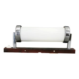 Bauhaus Chrome and Opaline Glass Wall Light, Czechoslovakia, 1930s For Sale