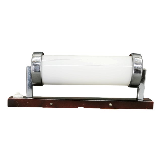 Bauhaus Chrome and Opaline Glass Wall Light, Czechoslovakia, 1930s For Sale
