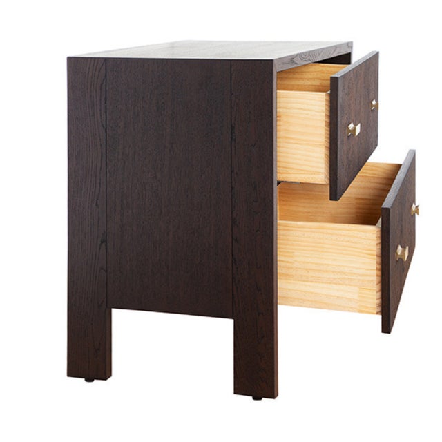 Contemporary Matthew Izzo Home Andre Espresso Fluted Oak Side Table With Brass Hardware For Sale - Image 3 of 6